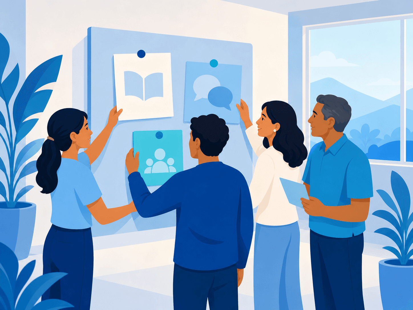 Un equipo latinoamericano organizando recursos para aprender, conversar y encontrar comunidad