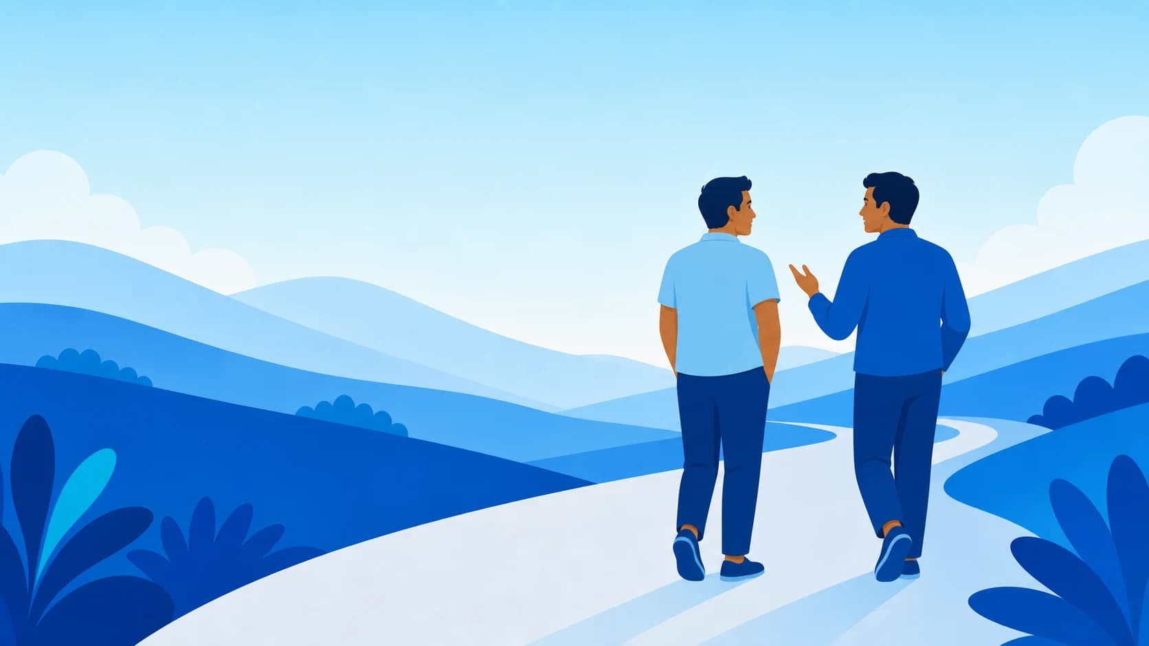 Dos personas conversando con atención en un ambiente tranquilo